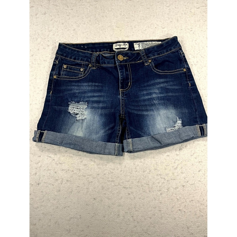 Indigo‎ Rein Forever Shorts Womens 7 Blue Denim Cotton Distressed Cuffed Hem